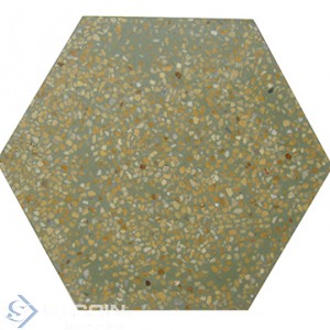 Hexagon Terrazzo tile THEX (S7.14 & yellow chip)