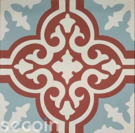 Encaustic cement tile Rosso 09 (S1.3C, S6.6B, S840)