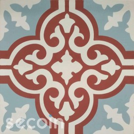 Encaustic cement tile Rosso 09 (S1.3C, S6.6B, S840)