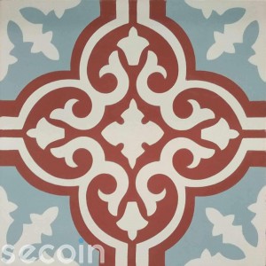 Encaustic cement tile Rosso 09 (S1.3C, S6.6B, S840)