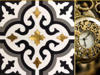 Special tile (3D, relief, brass inlay)