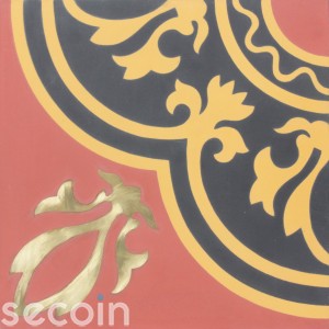 Brass inlaid tile ORIFLAMMER ROUGE