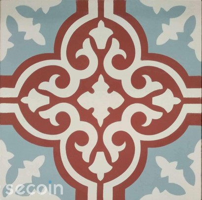 Encaustic cement tile Rosso 09 (S1.3C, S6.6B, S840)